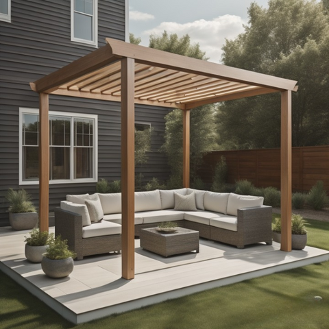 Wooden Pergola kit with roof with sofa
