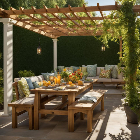 Pergola set up with dining table