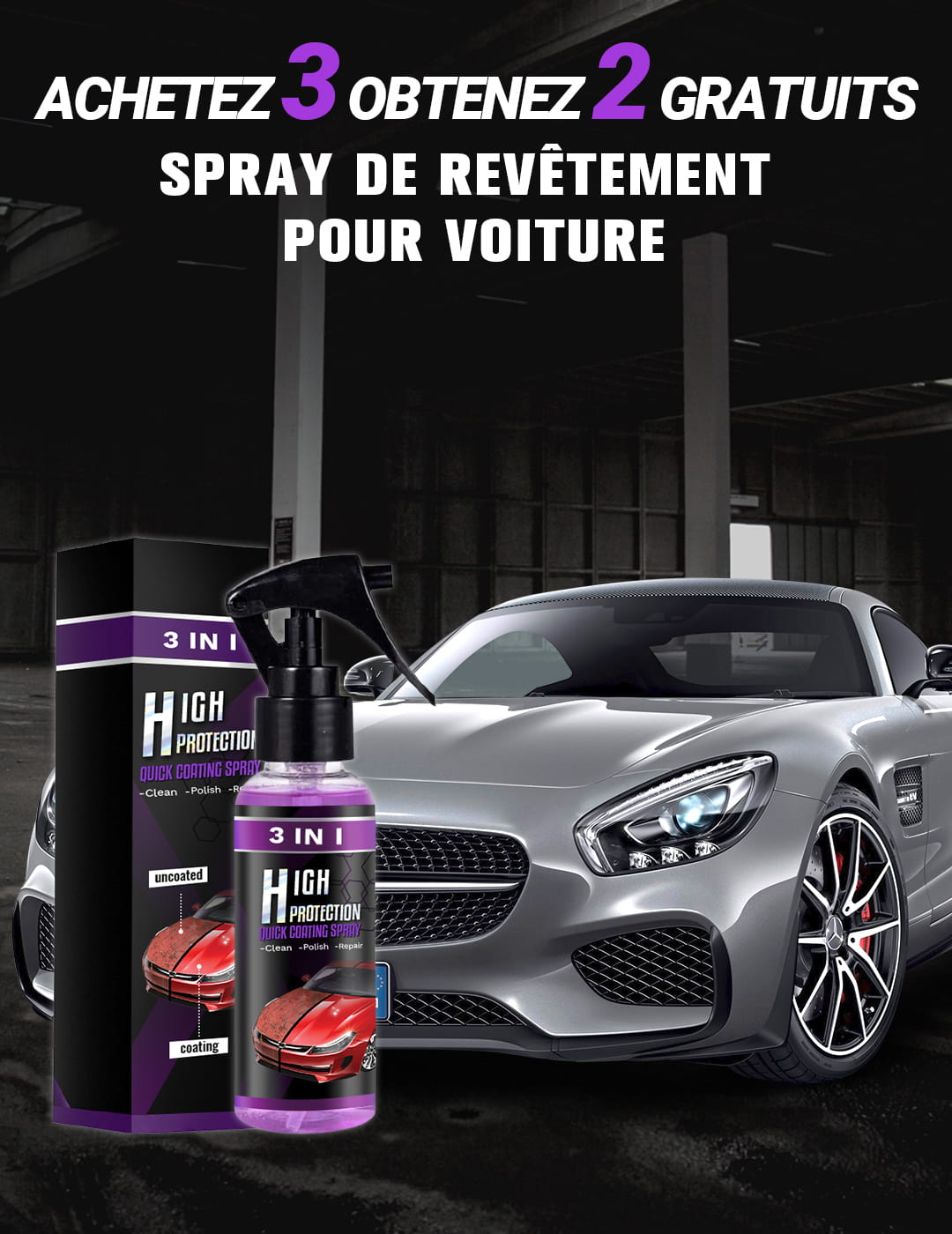 Spray de revêtement rapide pour lavage de voiture sans eau, 500g