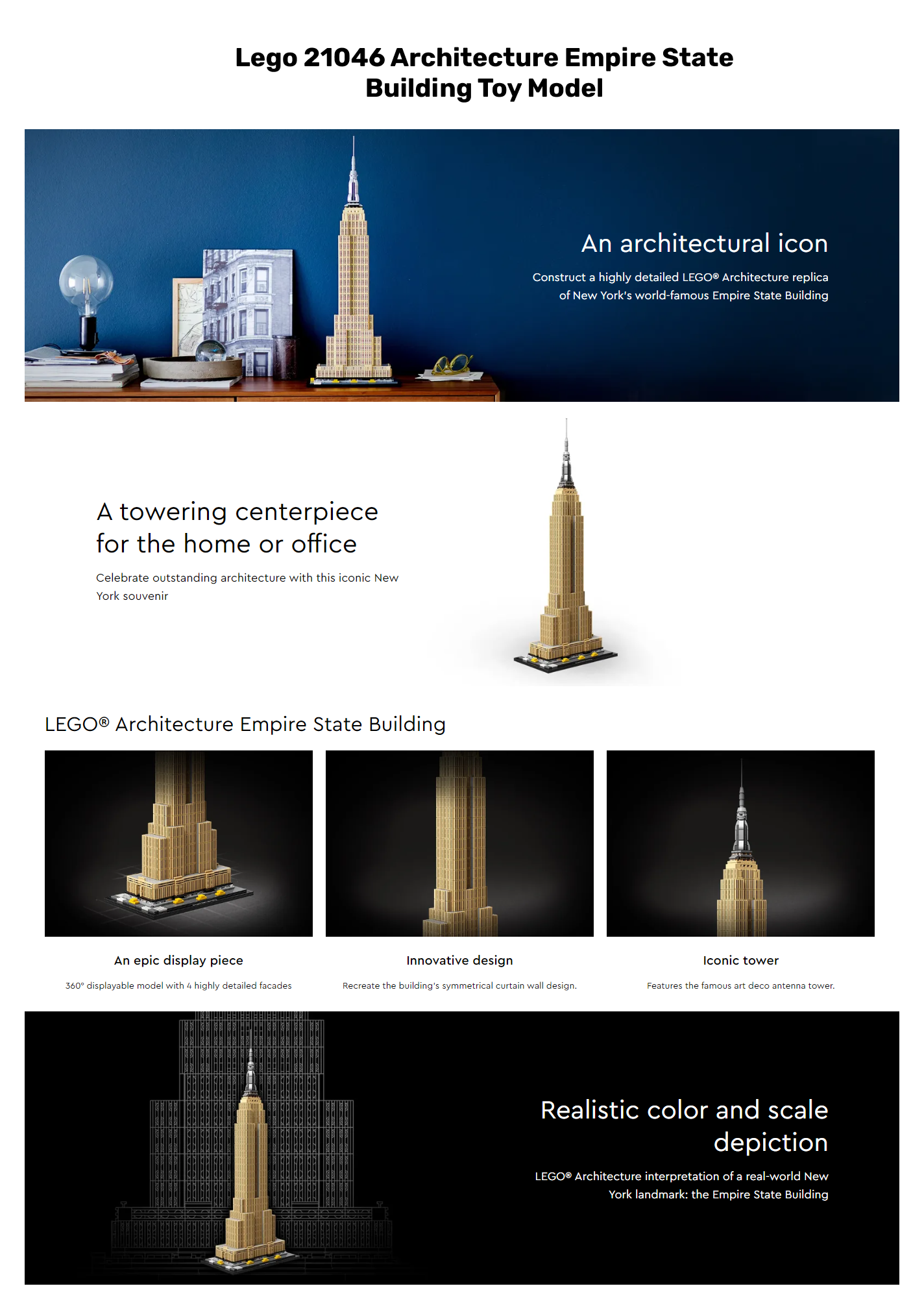 LEGO 21046 Architecture Empire State Building 21046 Model Skyscraper  Building Kit