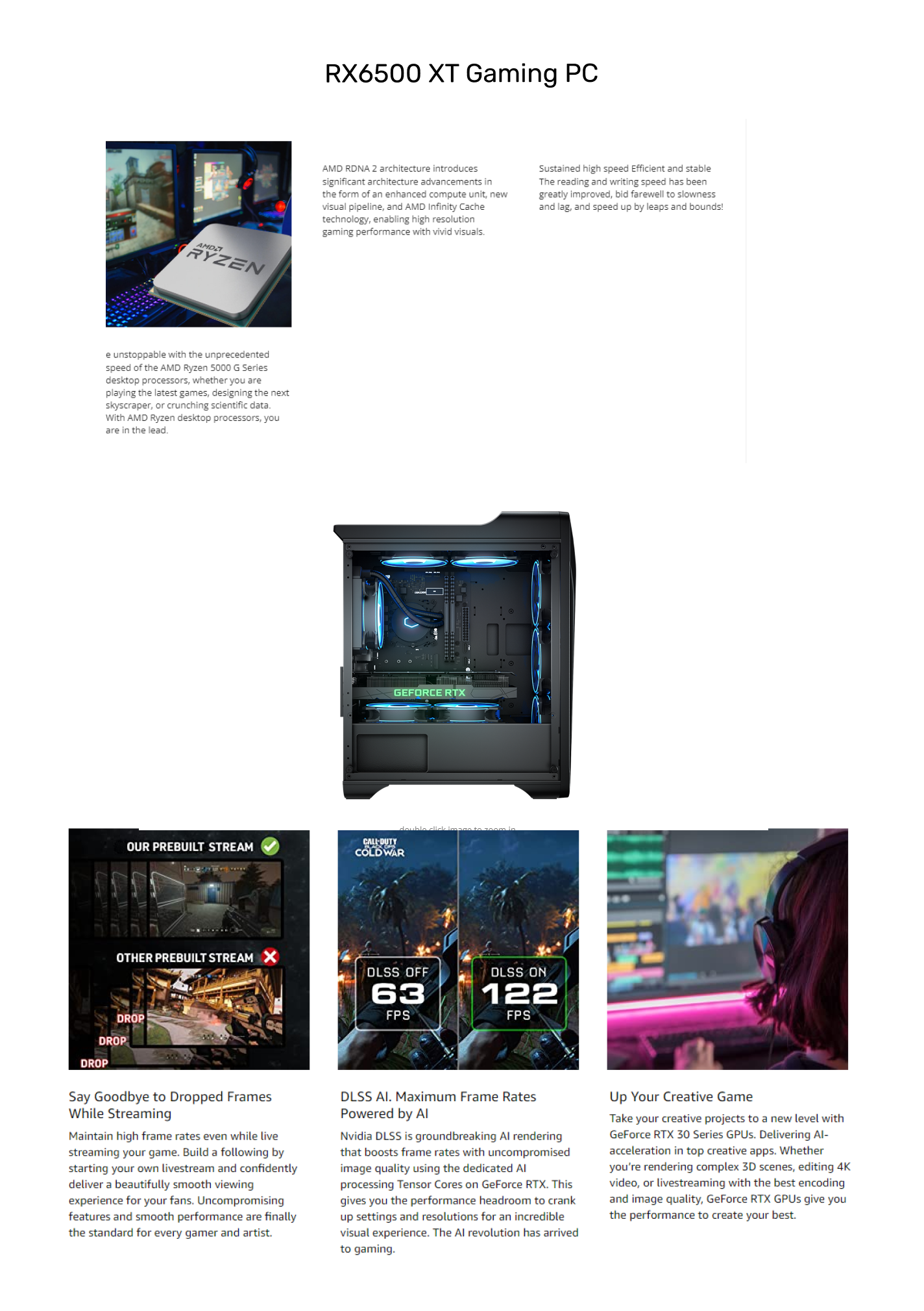 RX6500 XT Gaming PC - Intel I5 10400F 16GB RAM 500GB SSD Radeon RX6500 XT