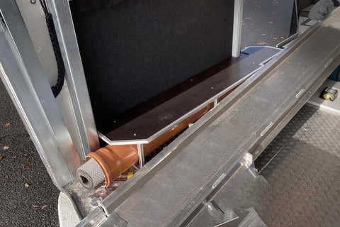 A tube as a storage solution in an Atego-based Concorde Centurion. Rear garage Concorde Fiat 500