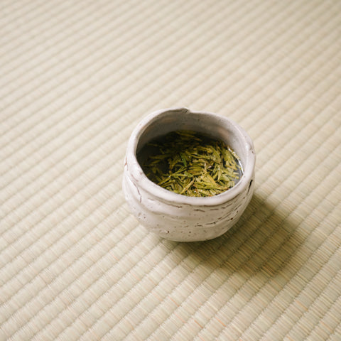 Fuding Silver Needle White Tea in a white cup on white mat