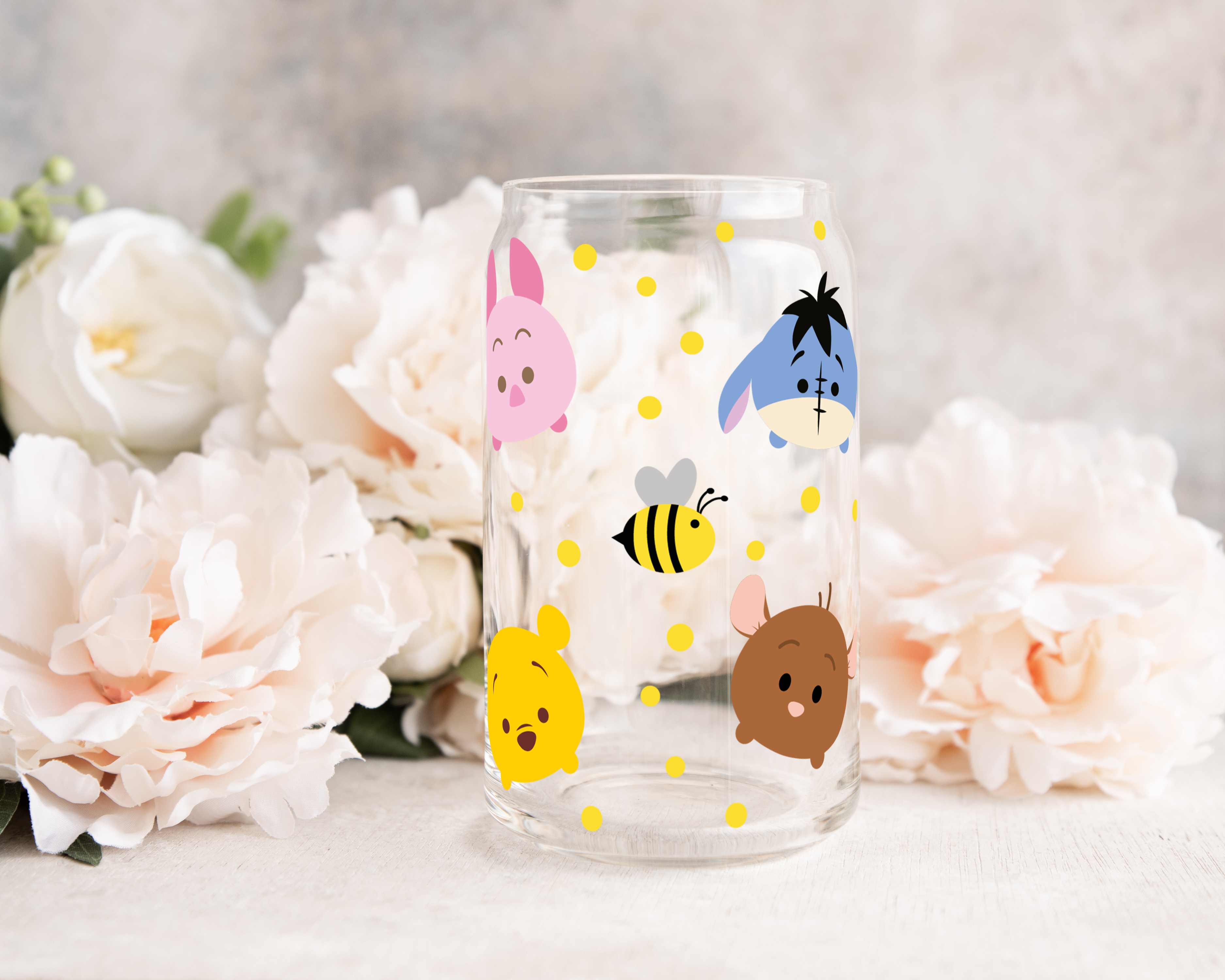 Bear and Friends Mini - UV DTF 16 oz Libbey Cup Wrap (Ready to Ship)