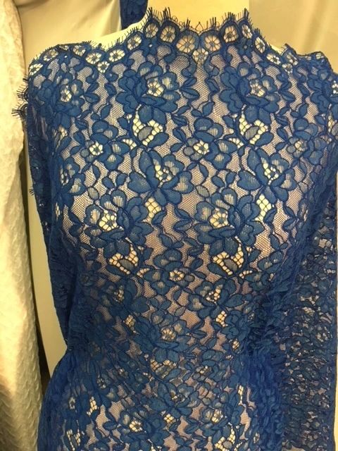 Floral Corded Lace Fabric - Swedish Blue – metrotextilesnyc