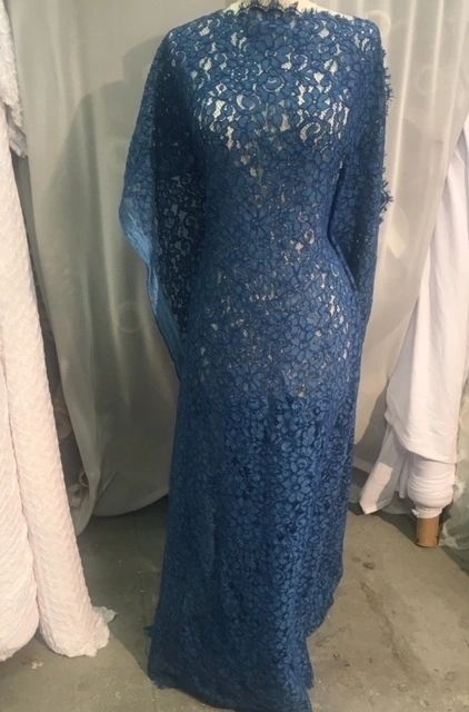 Floral Corded Lace Fabric - Swedish Blue – metrotextilesnyc