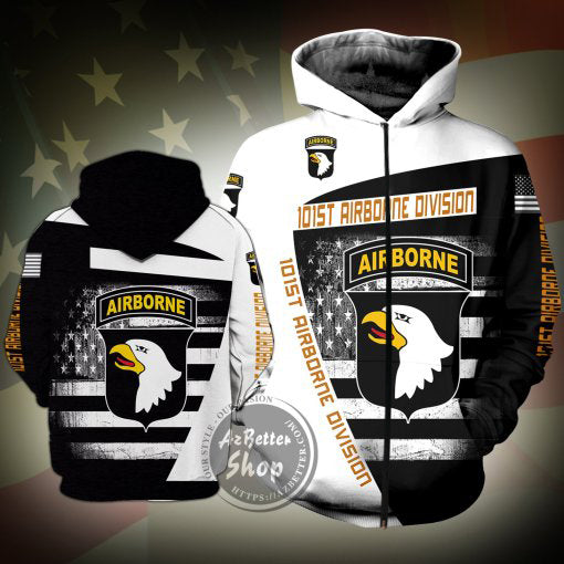 101st Airborne Division Usa Flag 3D All Over Print Hoodie - Zip Hoodie Zipper 508349