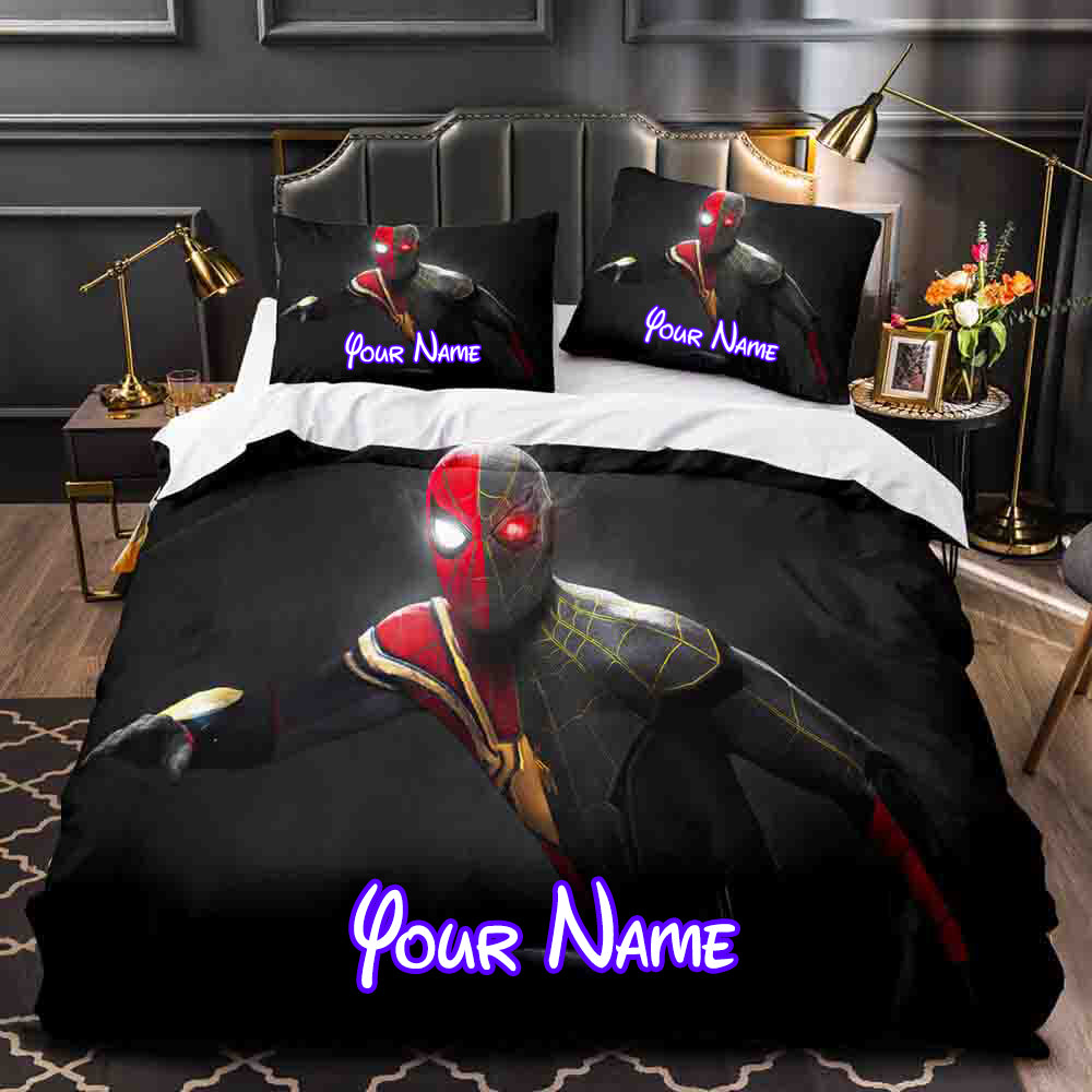 2021 Spider Man No Way Home Personalized Name Bedding Set Duvet Cover Quilt Bed Sets_8906