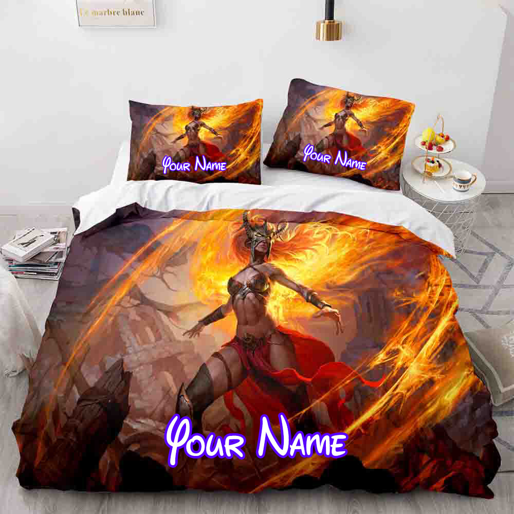 3-Piece Dragon Attack Cosplay Personalized Name Bedding Set Duvet Cover Sets Bed Sheets_7579