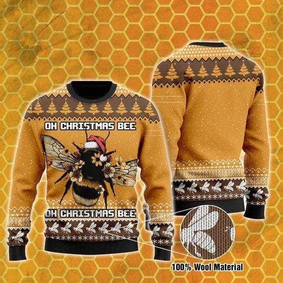 Bee Ugly Christmas Sweater Oh Christmas Bee Brown Sweater 1210