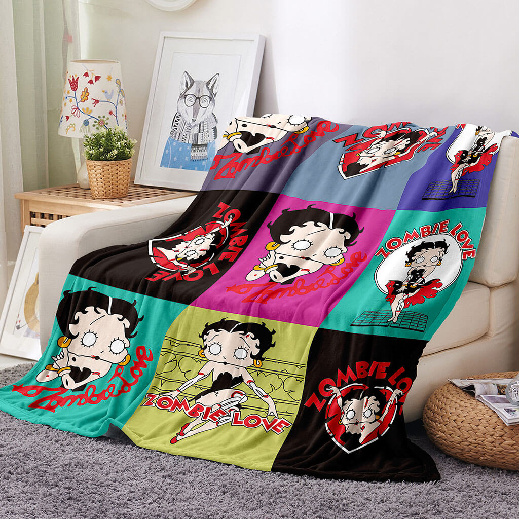 Betty Boop 3D Fleece Blanket Flannel Fleece Throw Cosplay 3D Fleece Blanket Room Decoration 8957