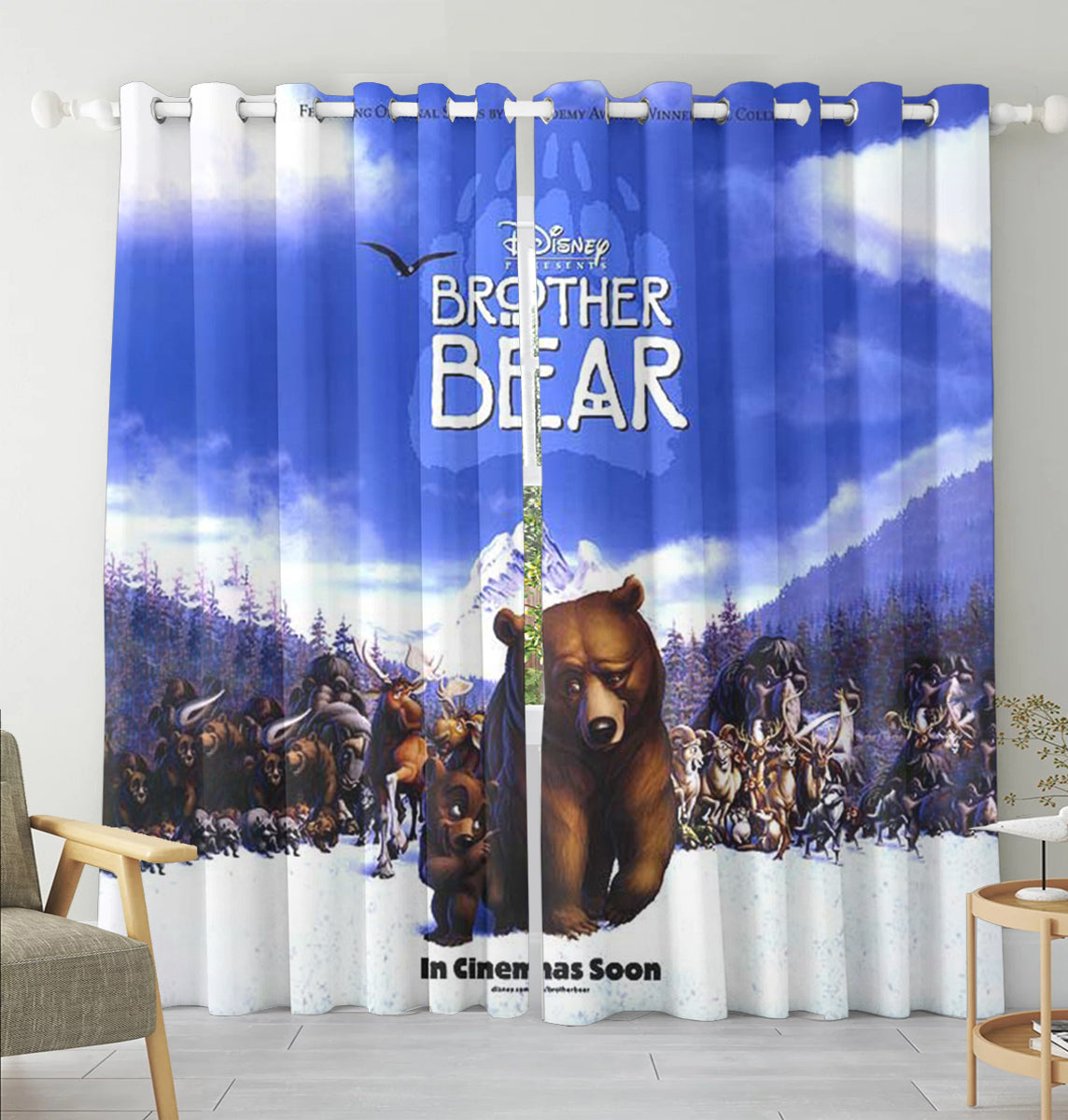 Brother Bear Poster 1 Blackout Window Curtain 2 Panels For Living Room Bed Room Gift For Fan