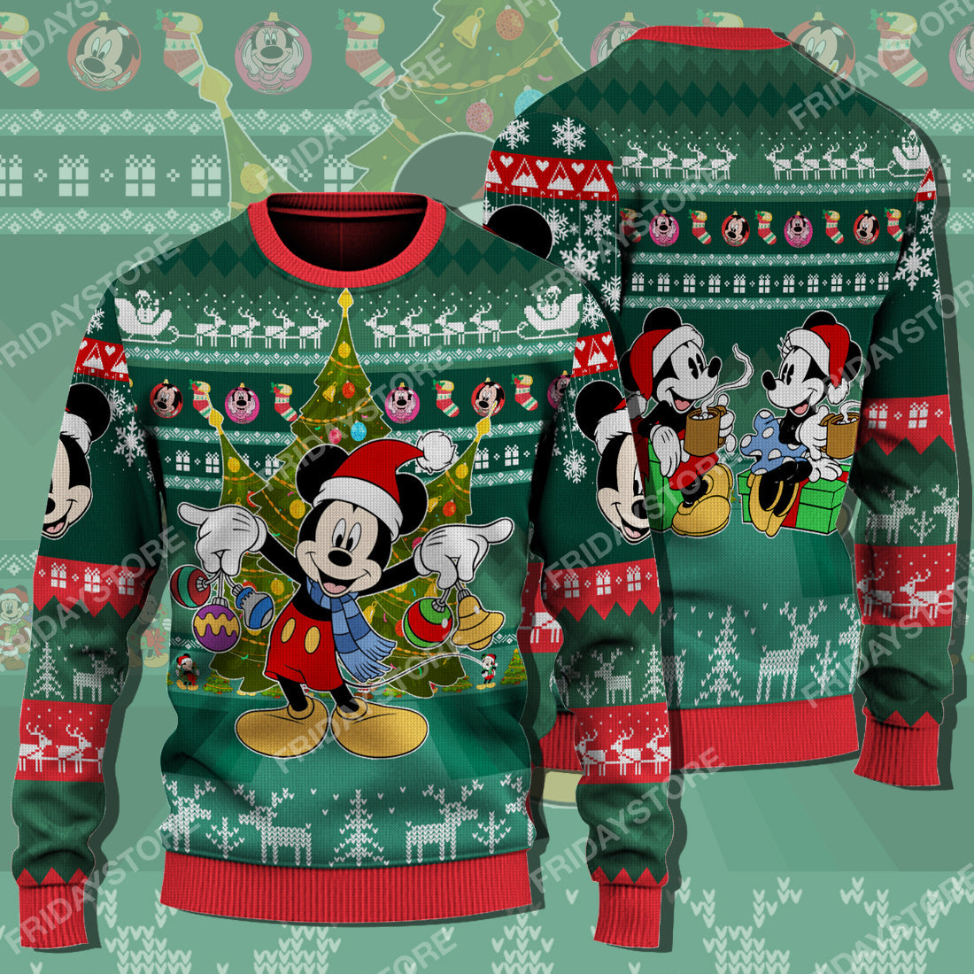 Disney Sweater Happy Mouse With Christmas Tree Christmas Ugly Sweater Awesome High Quality Disney MK Mouse Ugly Sweater 1744