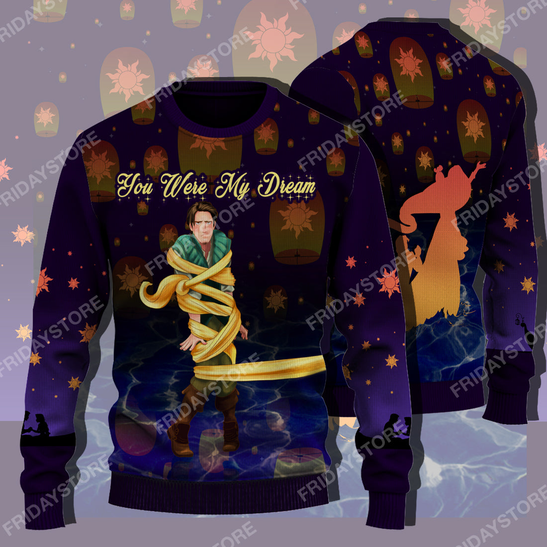 Disney Sweater Tangled Flynn Rider You Were My Dream Couple Ugly Sweater Amazing Disney Tangled Ugly Sweater 5611