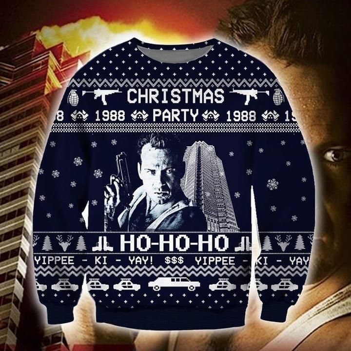 Die Hard Christmas Sweater Die Hard Christmas 1988 Party Ho Ho Ho Yippee Ki Yay Ugly Sweater 3284