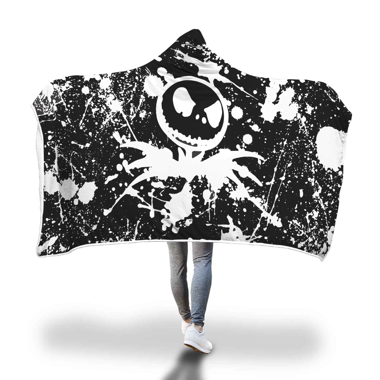 Jack Skellington Painted 3D Printed Hooded Blanket 7020