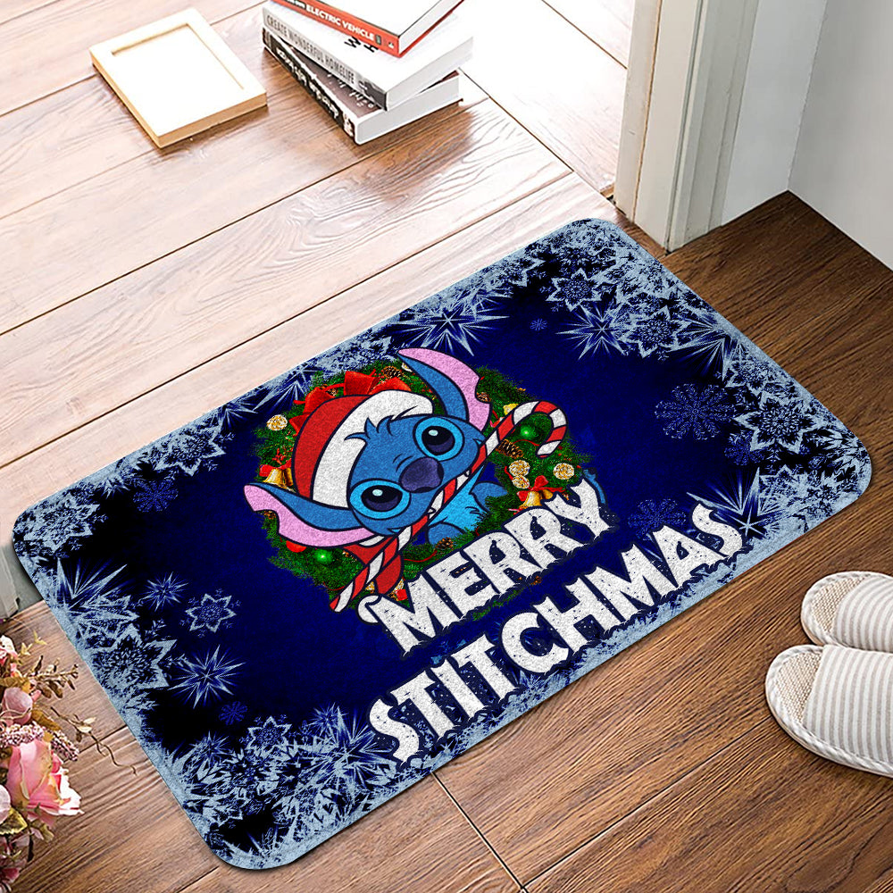 Lilo And Stitch Doormat Stich Merry Christmas Laurel Christmas Doormat Cute High Quality Disney Stitch Doormat_1212