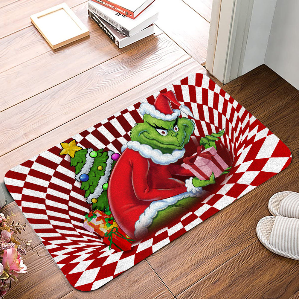 The Grinch Doormat The Grinch Stolen G Illusion 3D Christmas Doormat_2629