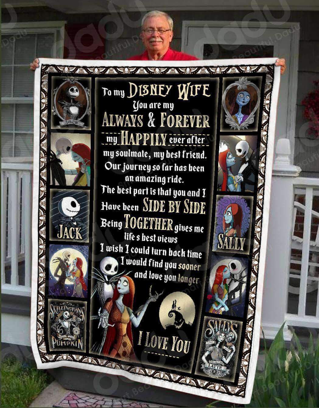 The Nightmare Before Christmas To My Disney Wife I Love You Jack And Sally 3D Fleece Blanket The Nightmare Before Christmas 4237