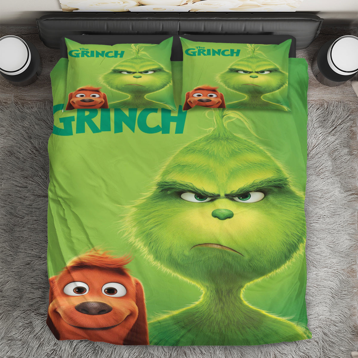 The Grinch Christmas Grinch Max 2 3PCS Bedding Set Duvet Cover And Pillow Cases Gift For Fan