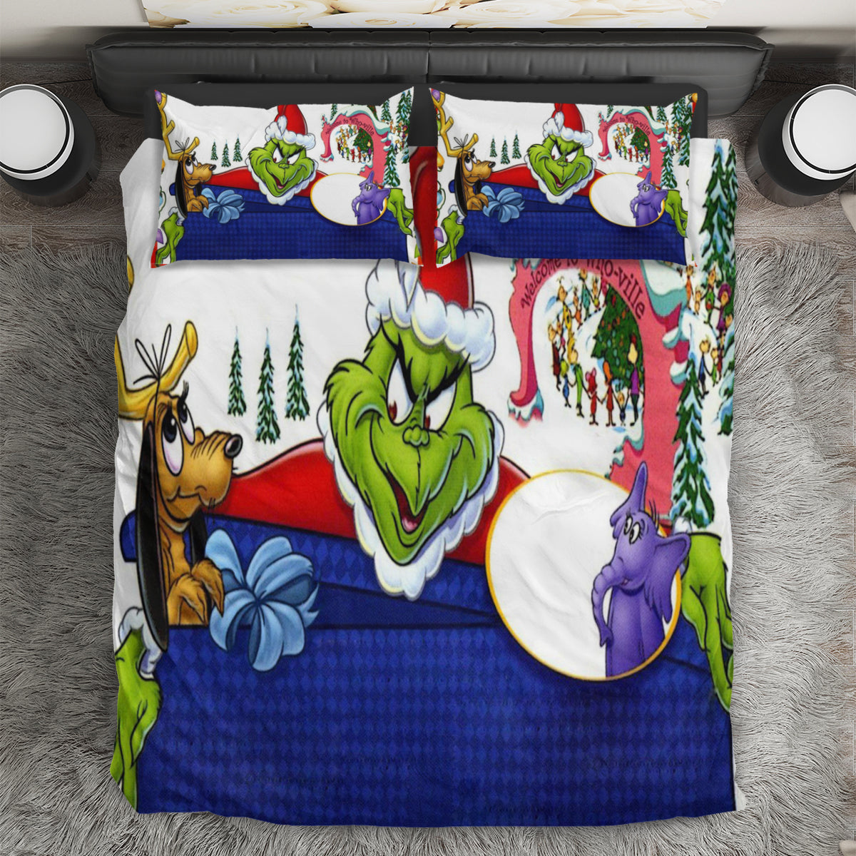 The Grinch Christmas Grinch Max 8 3PCS Bedding Set Duvet Cover And Pillow Cases Gift For Fan