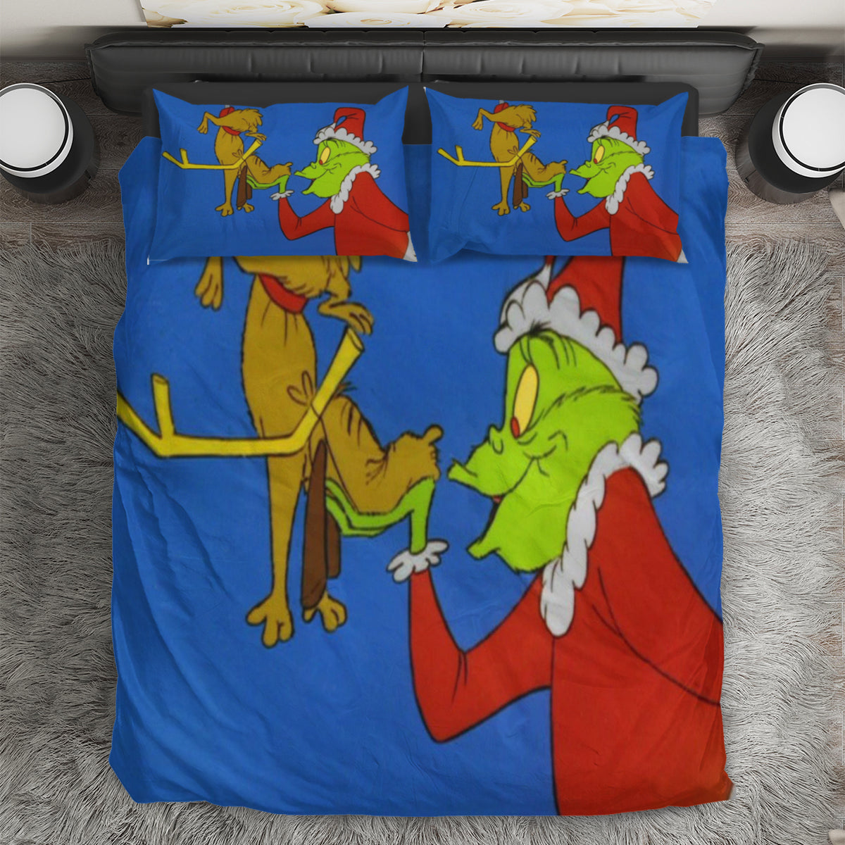 The Grinch Christmas Grinch Max 9 3PCS Bedding Set Duvet Cover And Pillow Cases Gift For Fan
