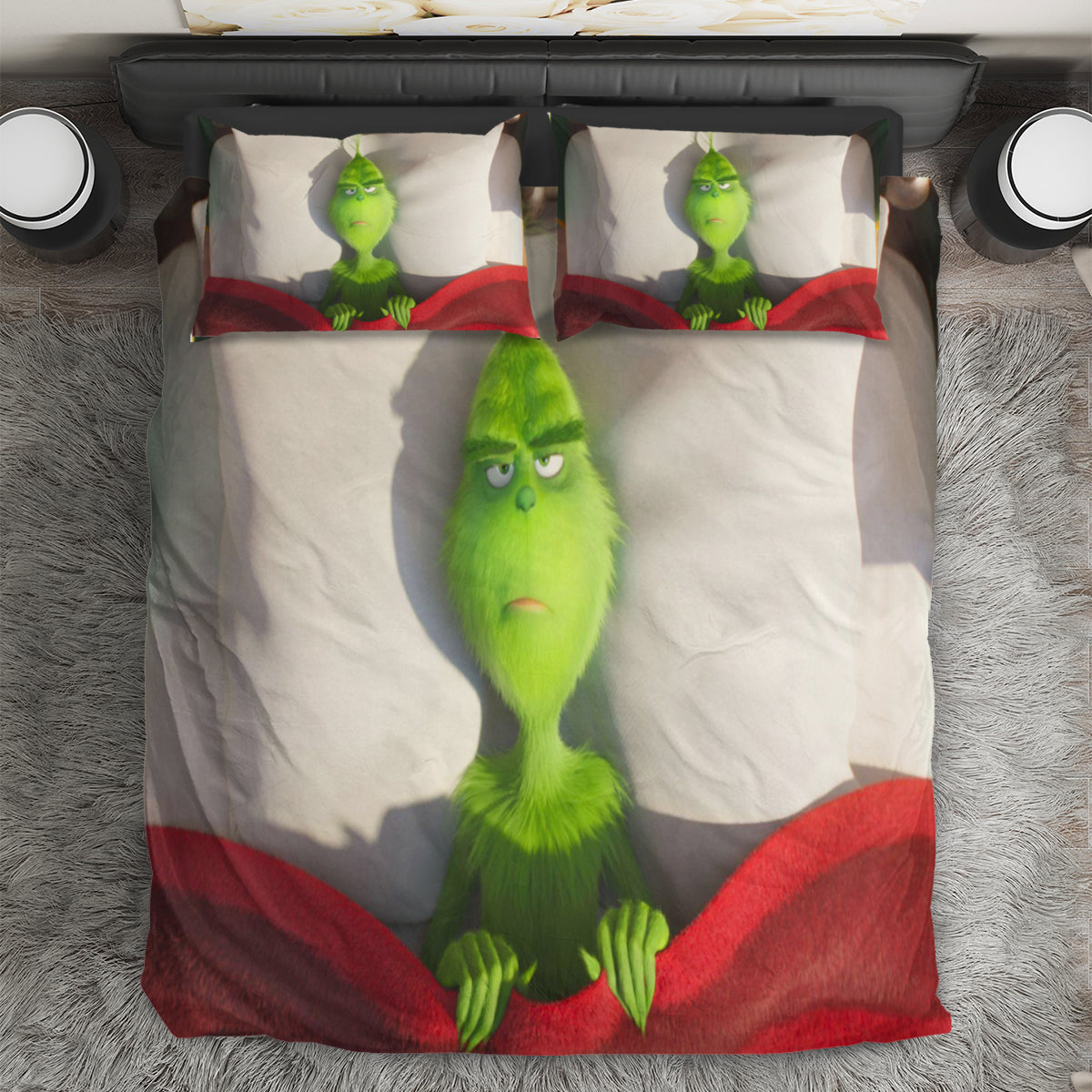 The Grinch Christmas Grinch Sleeping 1 3PCS Bedding Set Duvet Cover And Pillow Cases Gift For Fan