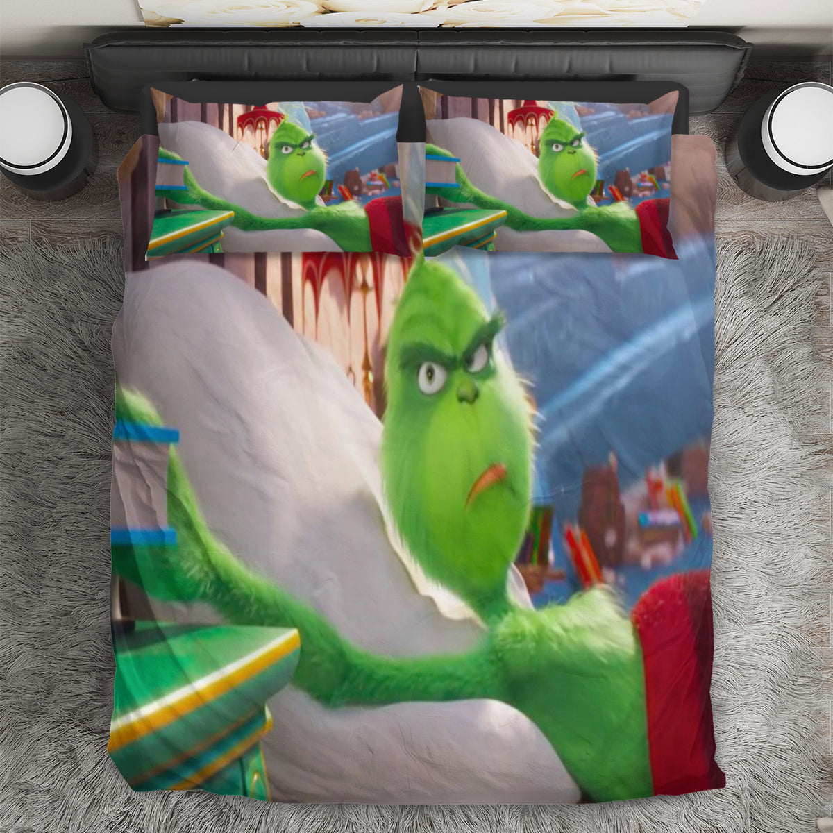 The Grinch Christmas Grinch Sleeping 2 3PCS Bedding Set Duvet Cover And Pillow Cases Gift For Fan