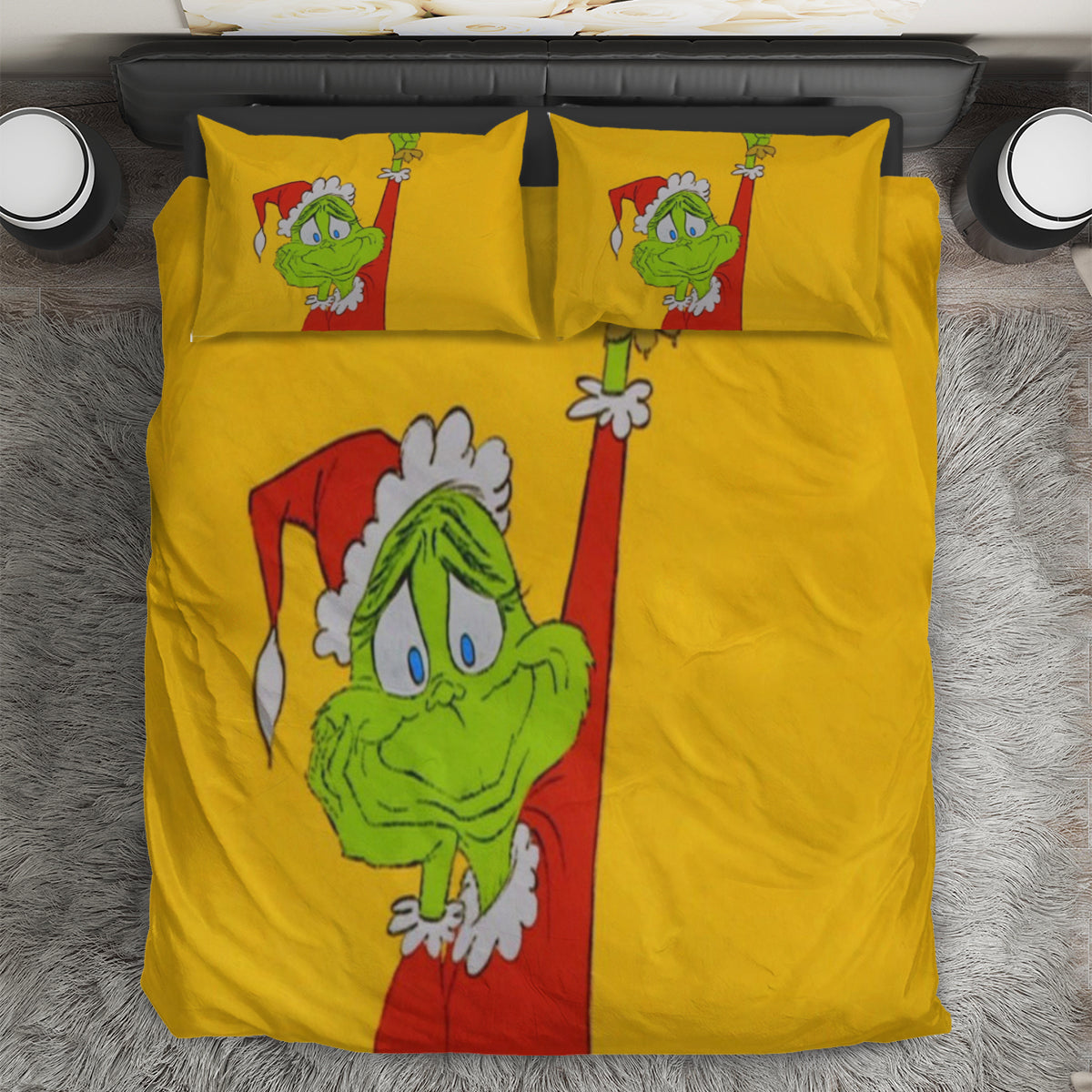 The Grinch Christmas Grinch Yellow 1 3PCS Bedding Set Duvet Cover And Pillow Cases Gift For Fan