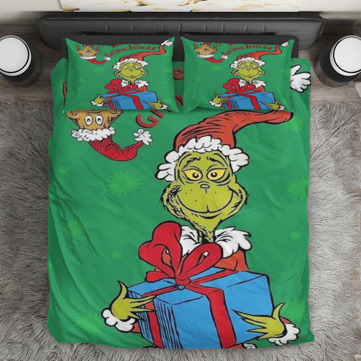 The Grinch Christmas Merry Grinchmas 1 3PCS Bedding Set Duvet Cover And Pillow Cases Gift For Fan