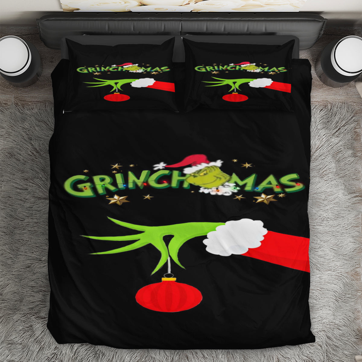 The Grinch Christmas Merry Grinchmas 2 3PCS Bedding Set Duvet Cover And Pillow Cases Gift For Fan