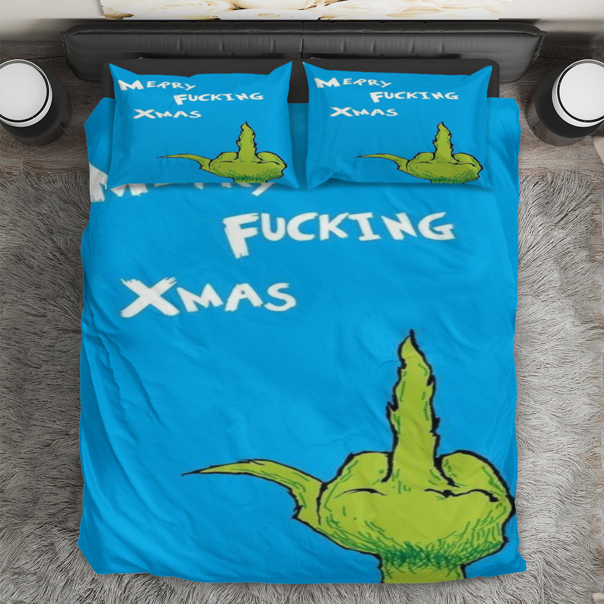 The Grinch Christmas Merry Xmas 1 3PCS Bedding Set Duvet Cover And Pillow Cases Gift For Fan