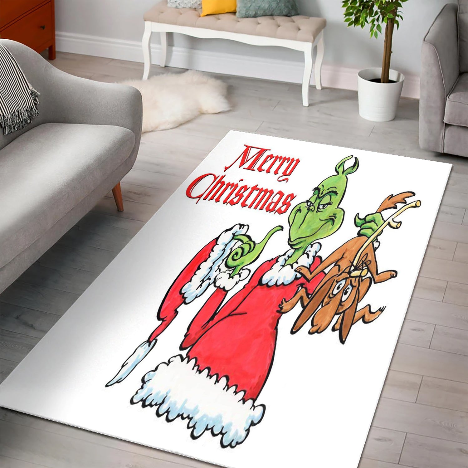 The Grinch Christmas Merry Xmas 2 3D Area Rug Full Printing Living Room Bed Room Home Decor Carpet