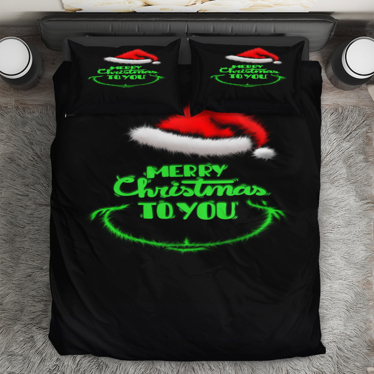 The Grinch Christmas Merry Xmas 3 3PCS Bedding Set Duvet Cover And Pillow Cases Gift For Fan