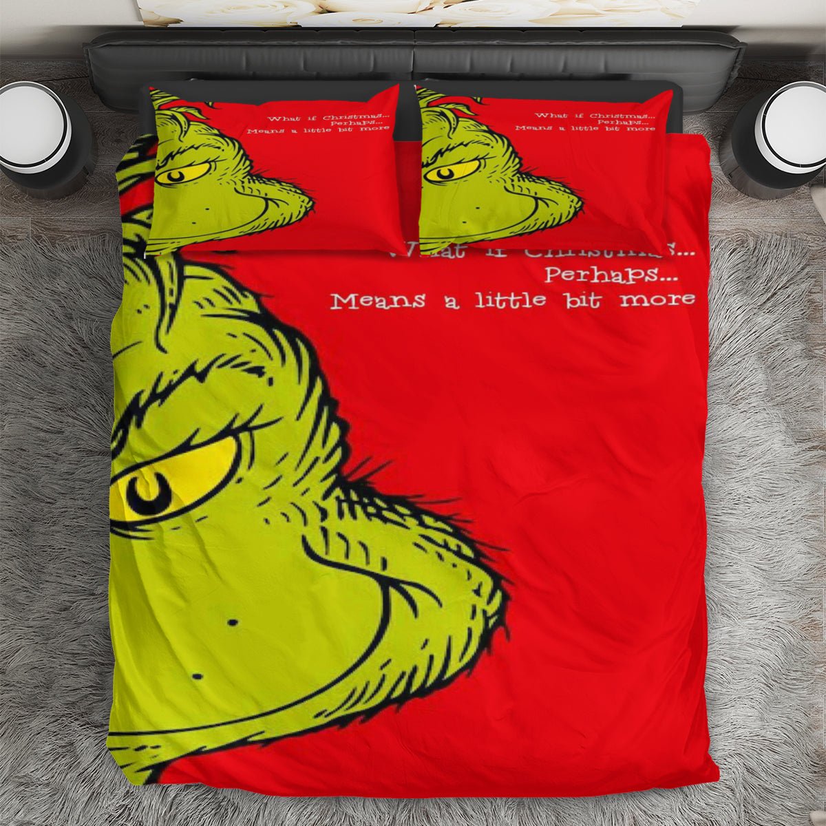 The Grinch Christmas What If Christmas 3PCS Bedding Set Duvet Cover And Pillow Cases Gift For Fan