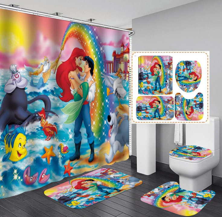 The Little Mermaid Style 1 Bathroom Sets With Waterproof Shower Curtain And Bath Mat Sets