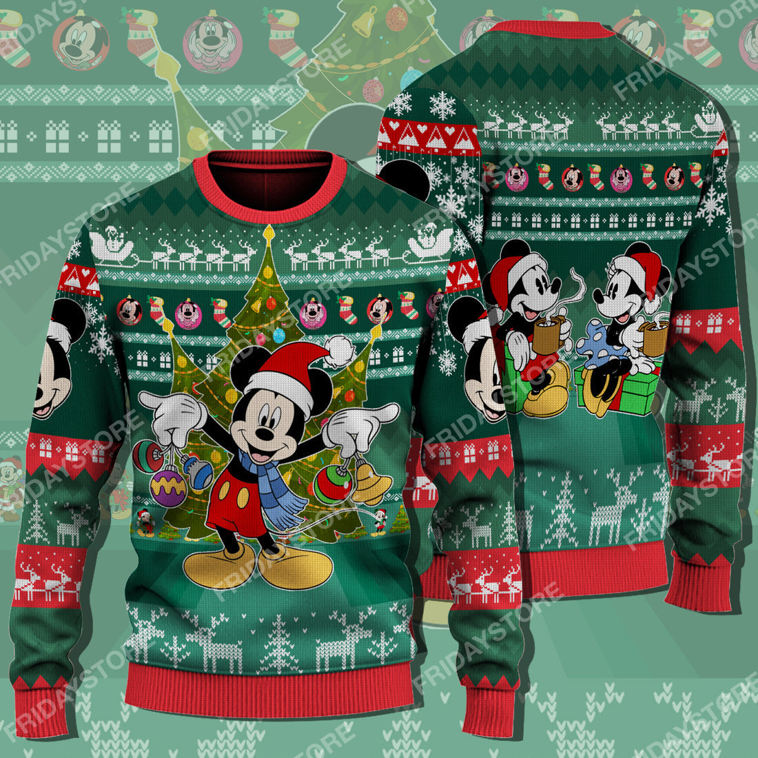 Disney ChristmasSweater Happy Mouse With Christmas Tree Christmas Sweater High Quality MK Mouse Ugly Sweater 2022 8470