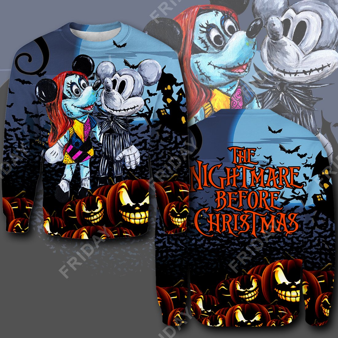 Disney ChristmasT-shirt Mouse Couple Night Of Halloween T-shirt Cool Disney MK Mouse Hoodie Sweater Tank 2022 2907