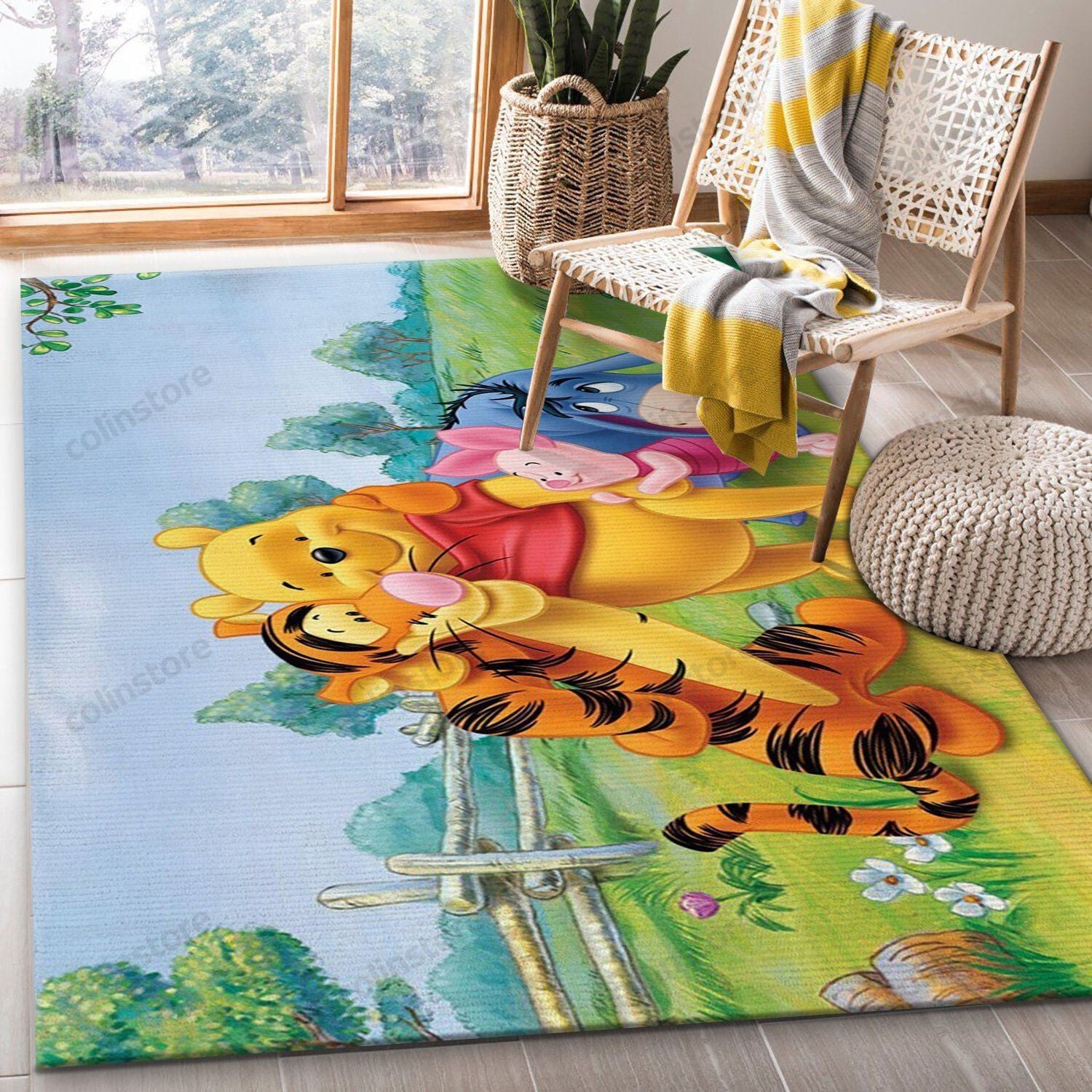 Winnie The Pooh Ver3 Disney Area Rug Bedroom Rug Family Gift US Decor