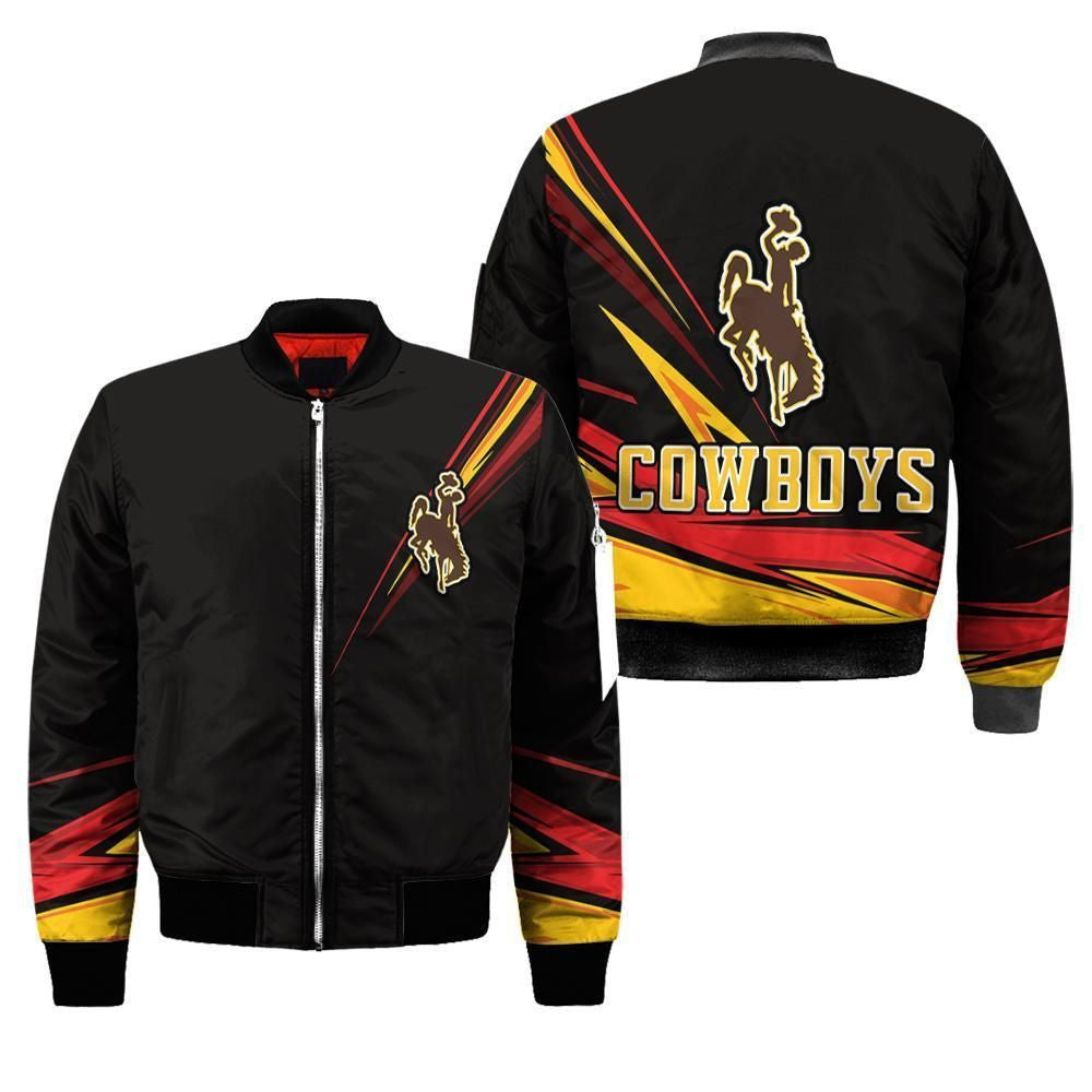 Wyoming Cowboys Black 3d Printed Unisex Bomber Jacket