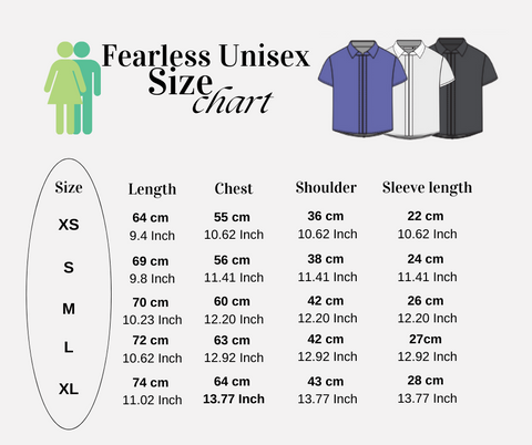 Unisex Shirt size chart