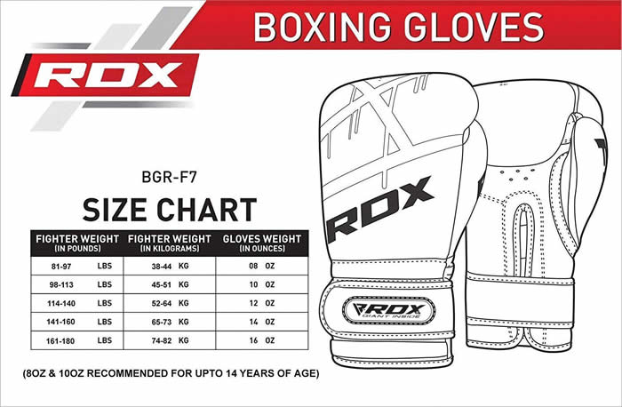 RDX Gloves Size Guide