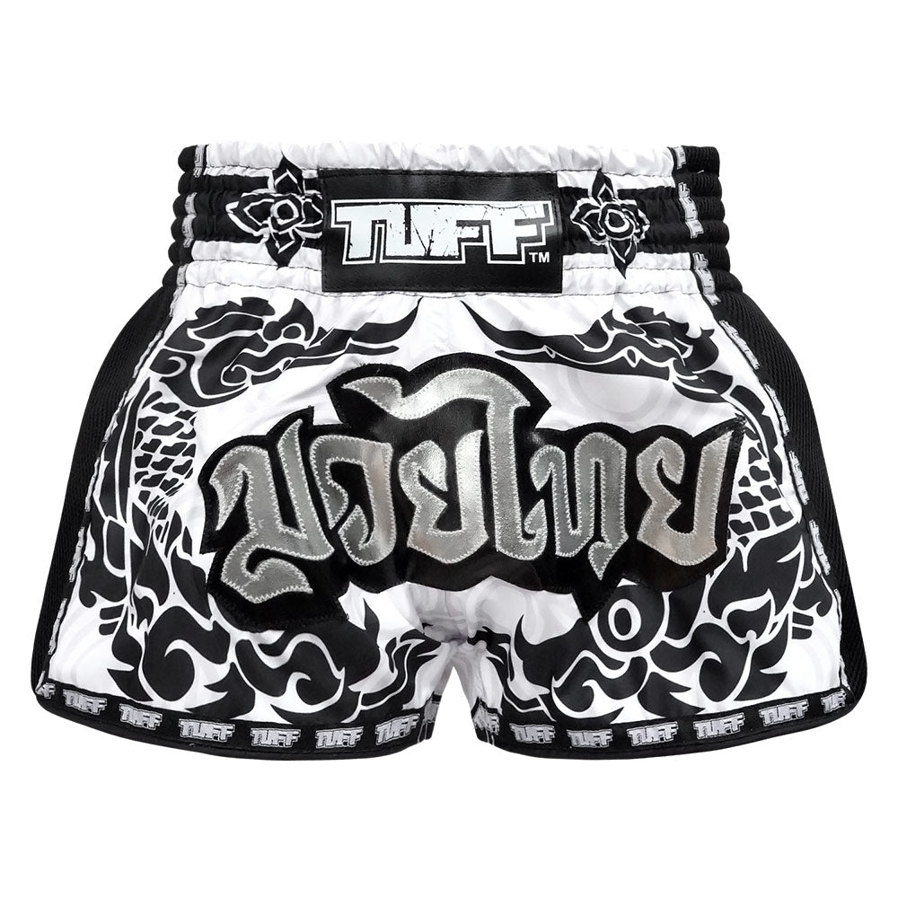 Image of MRS201 TUFF Muay Thai Shorts Retro Style The Great Hongsa White