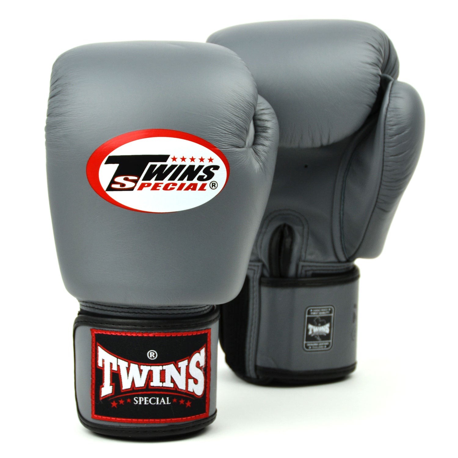 Image of BGVL3 Twins Grey Velcro Boxing Gloves