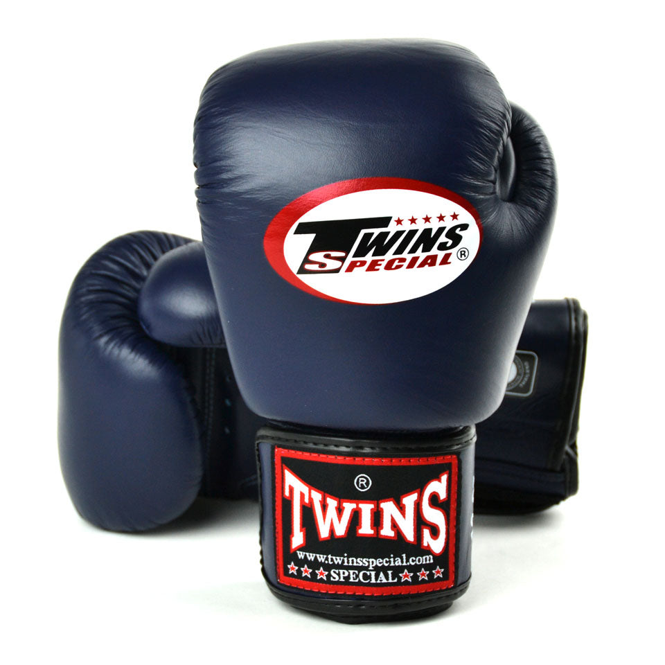 Image of BGVL3 Twins Navy Blue Velcro Boxing Gloves