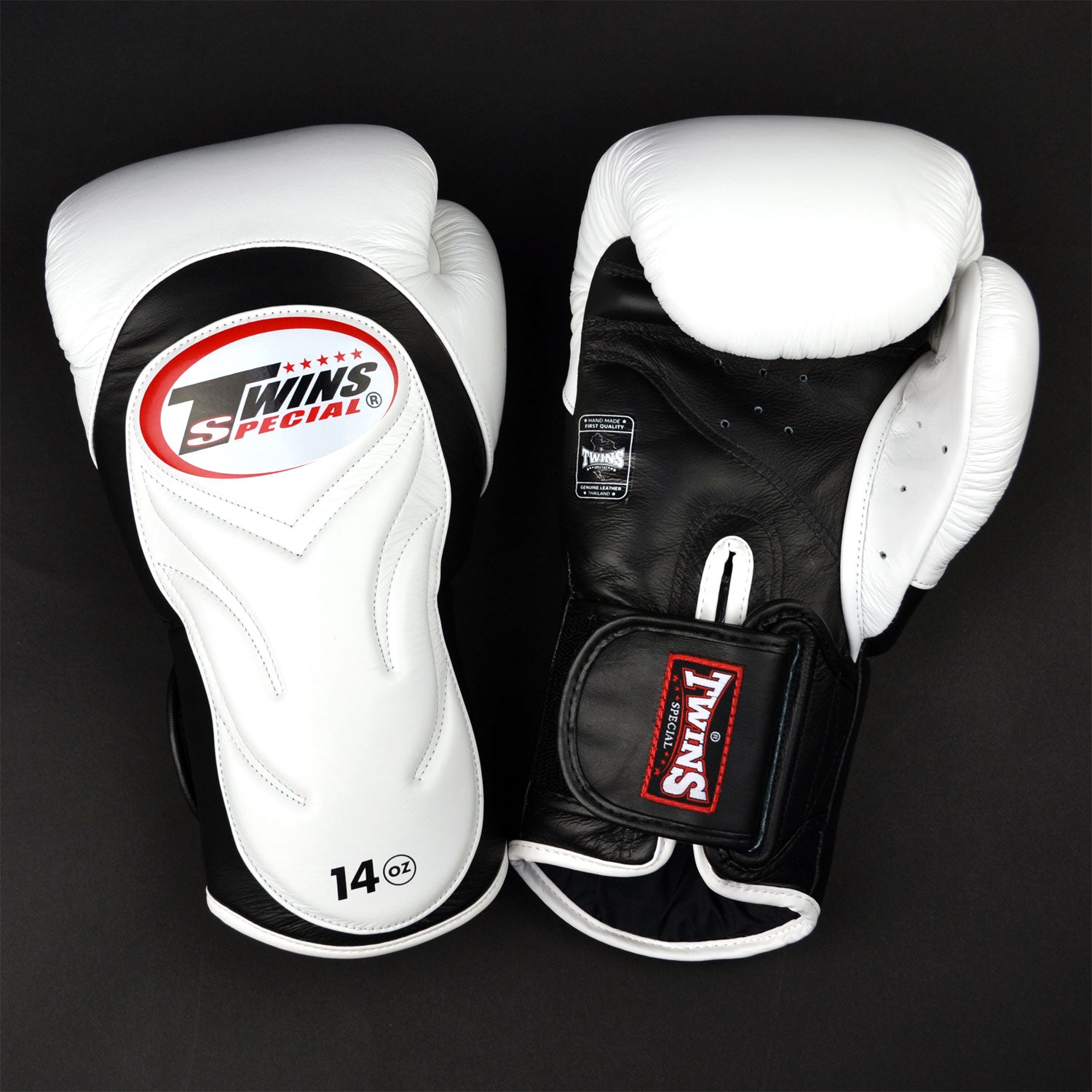 Image of BGVL6 Twins White-Black Deluxe Sparring Gloves