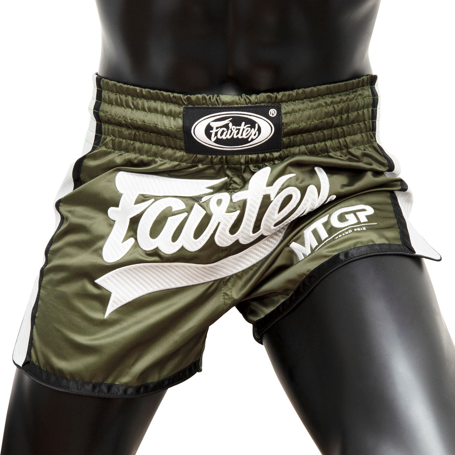 Image of BS Fairtex X MTGP Olive-White Muaythai Shorts