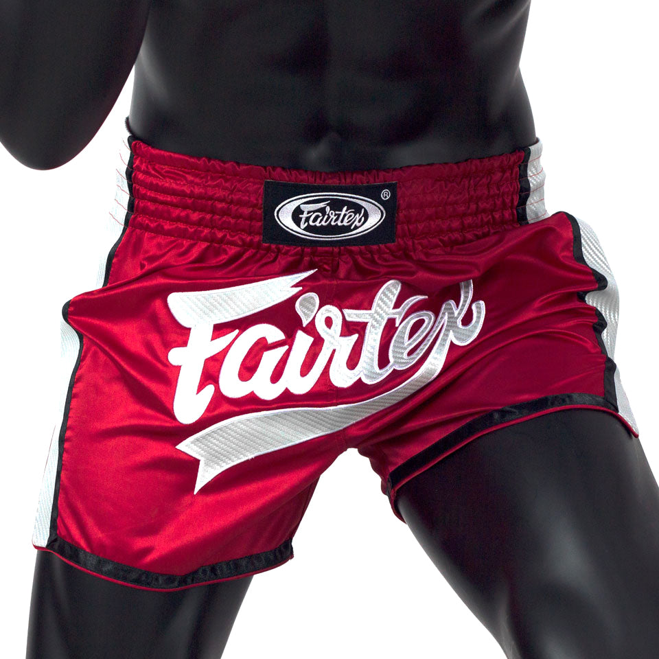 Image of BS1704 Fairtex Red-White Slim Cut Muay Thai Shorts