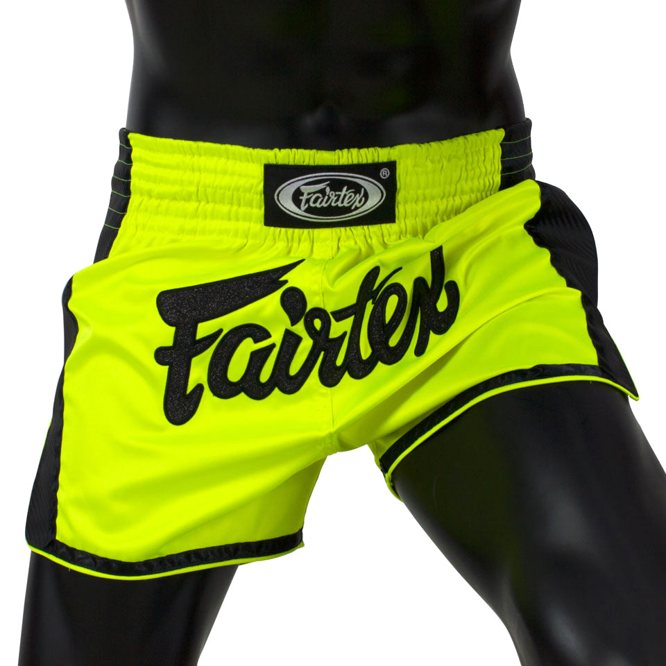 Image of BS1706 Fairtex Lime Green Slim Cut Muay Thai Shorts