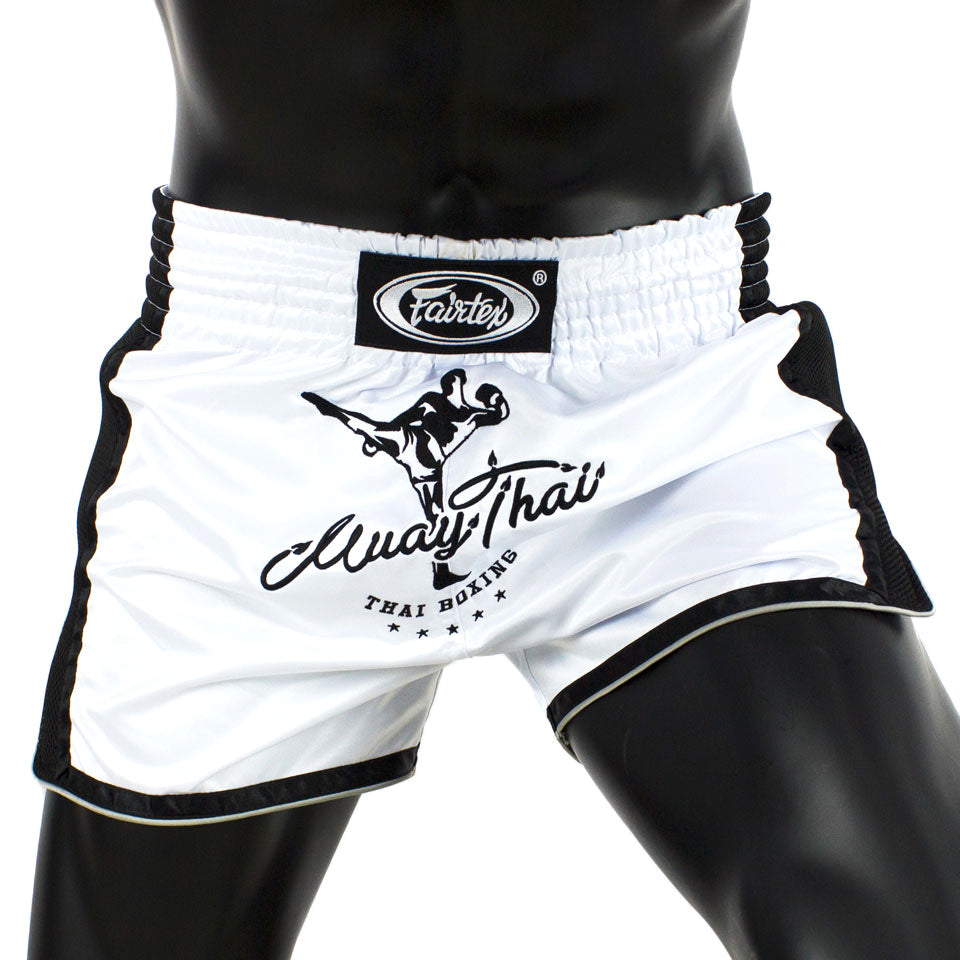 Image of BS1707 Fairtex White Slim Cut Muay Thai Shorts
